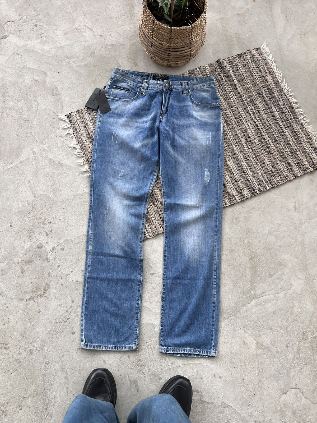 Philipp Plein New Philipp Plein Jeans Light Blue denim Distressed Wide Y2K Size US 36 / EU 52 - 1 Thumbnail