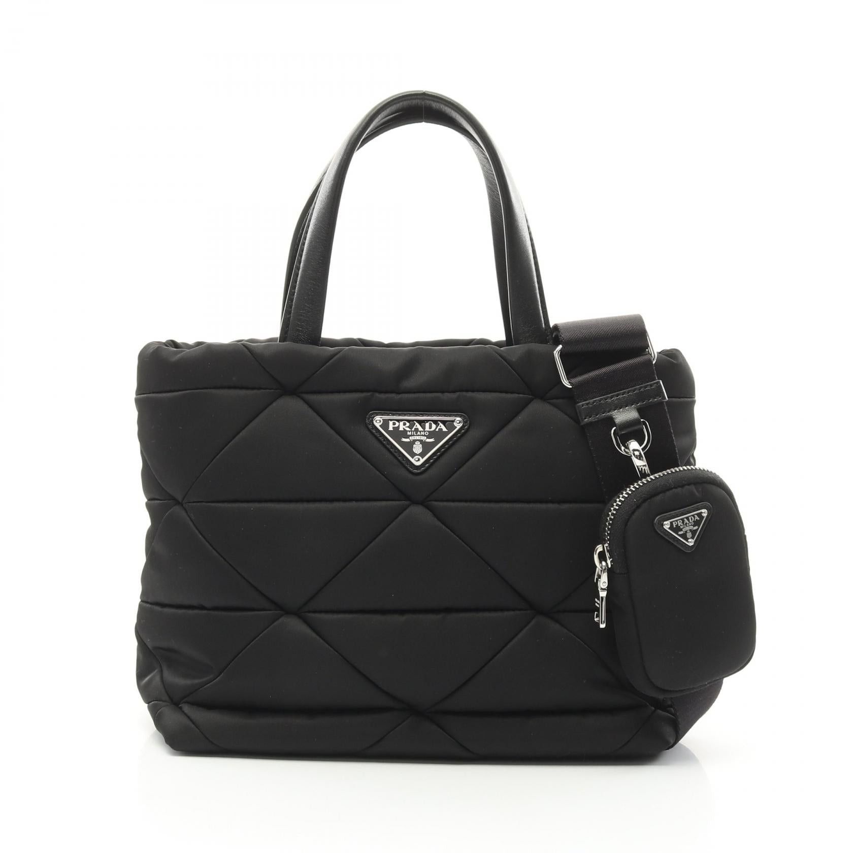 Prada Prada Tessuto Quiltin Re-Nylon Padet Handbag Tote Bag Nylon Black Size ONE SIZE - 1 Thumbnail