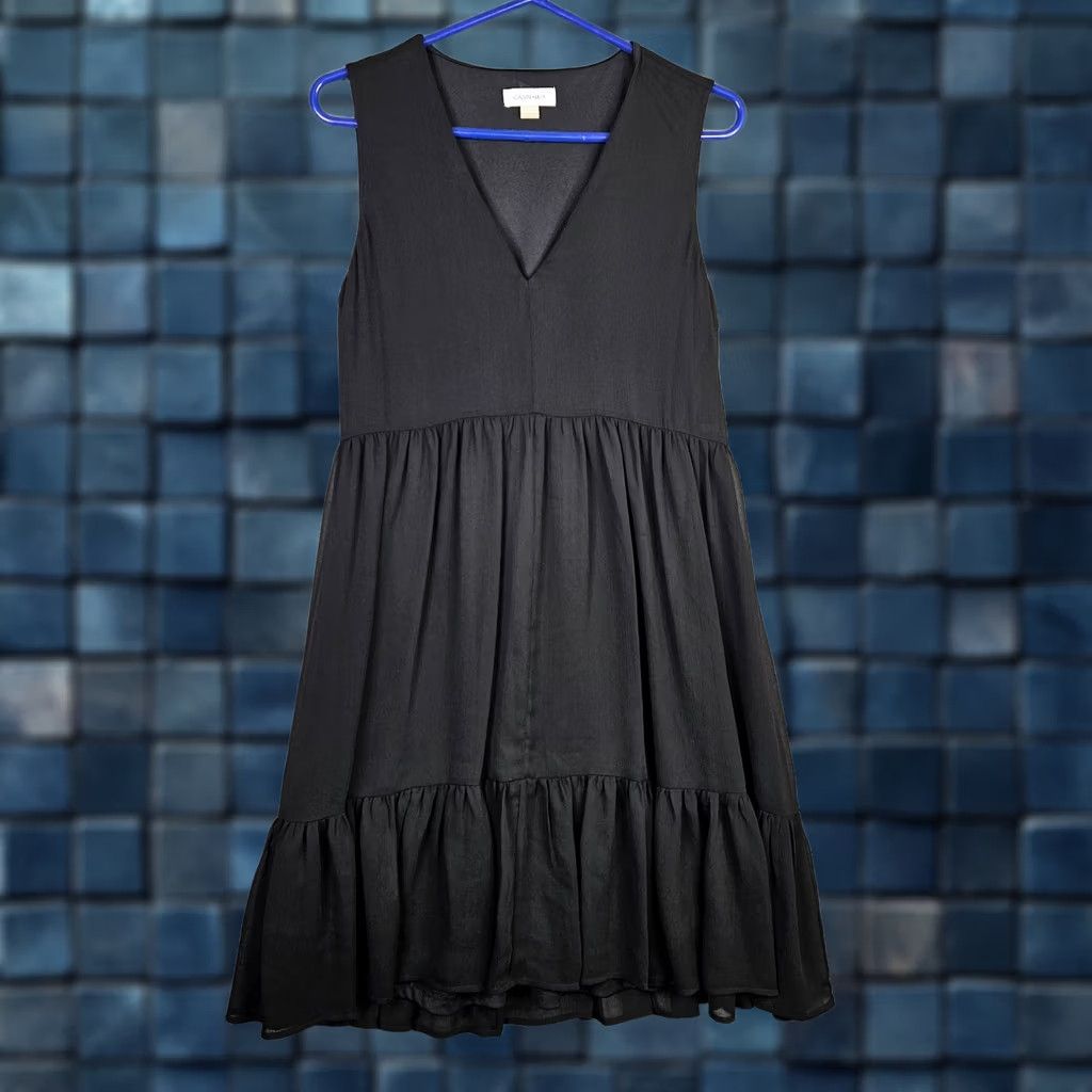 Calvin Klein Calvin Klein Dress Women's Black Tiered Knit A-Line Sleeveless V-Neck 8 NEW Size M / US 6-8 / IT 42-44 - 1 Thumbnail