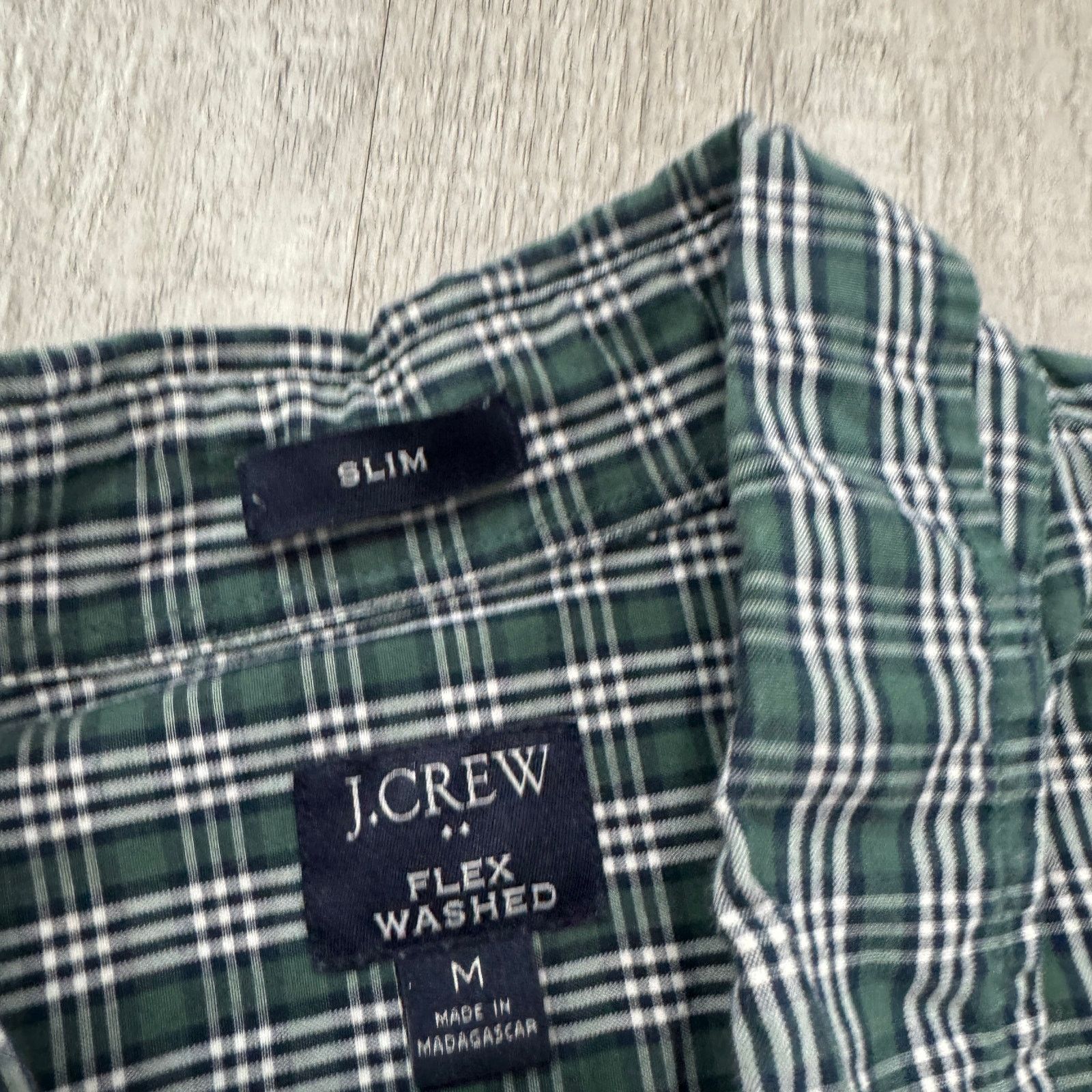 J.Crew J Crew Flex Washed Shirt Men's Medium Green Plaid Check Slim Size US M / EU 48-50 / 2 - 4 Thumbnail