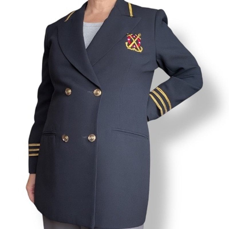 Vintage Vintage Eva Polini Nautical Navy Blazer Gold Buttons Anchor Size XL / US 12-14 / IT 48-50 - 12 Thumbnail