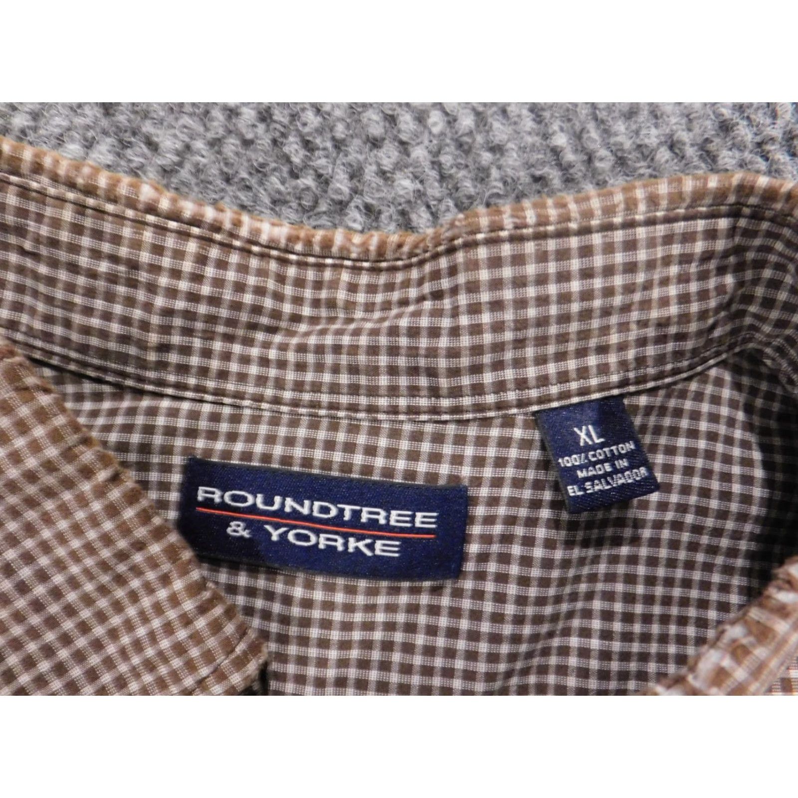 Roundtree & Yorke Roundtree & Yorke Mens Shirt XL brown plaid Button-Down Collar Button Up Short Sleeve Cotton Polyester Knit Casual Regular Vintage: No Size US XL / EU 56 / 4 - 6 Thumbnail