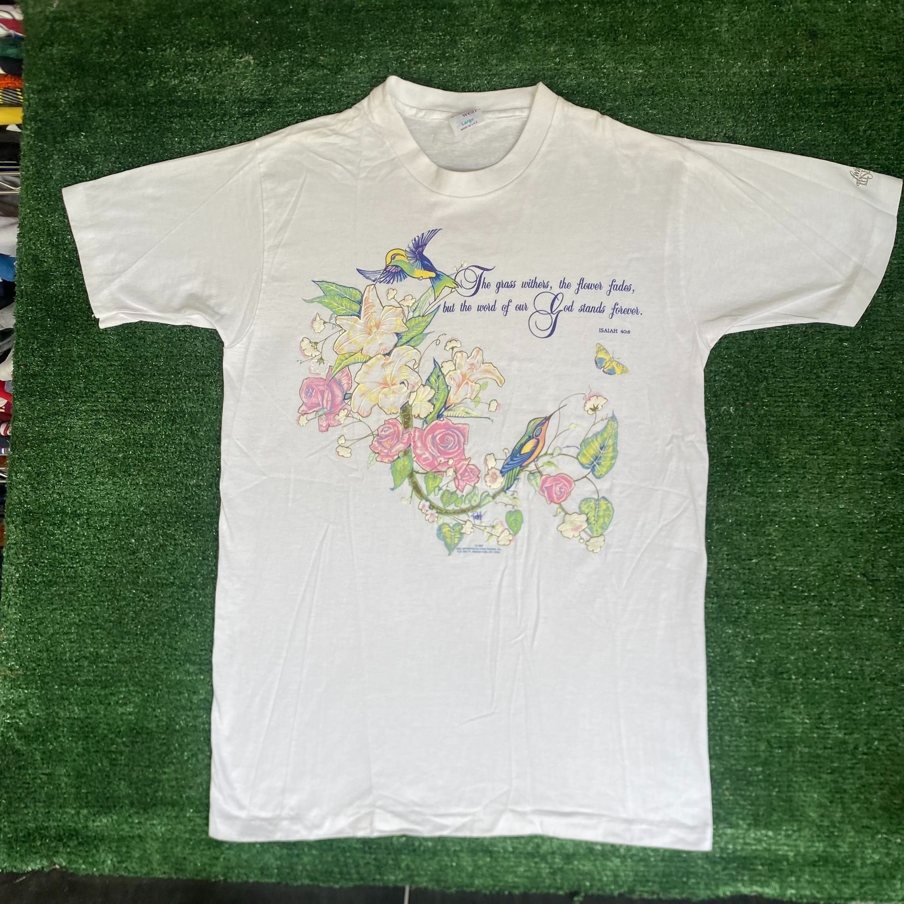 Vintage Vintage 90s Floral Nature Shirt Cute Birds Flowers God Tee Size US M / EU 48-50 / 2 - 1 Thumbnail