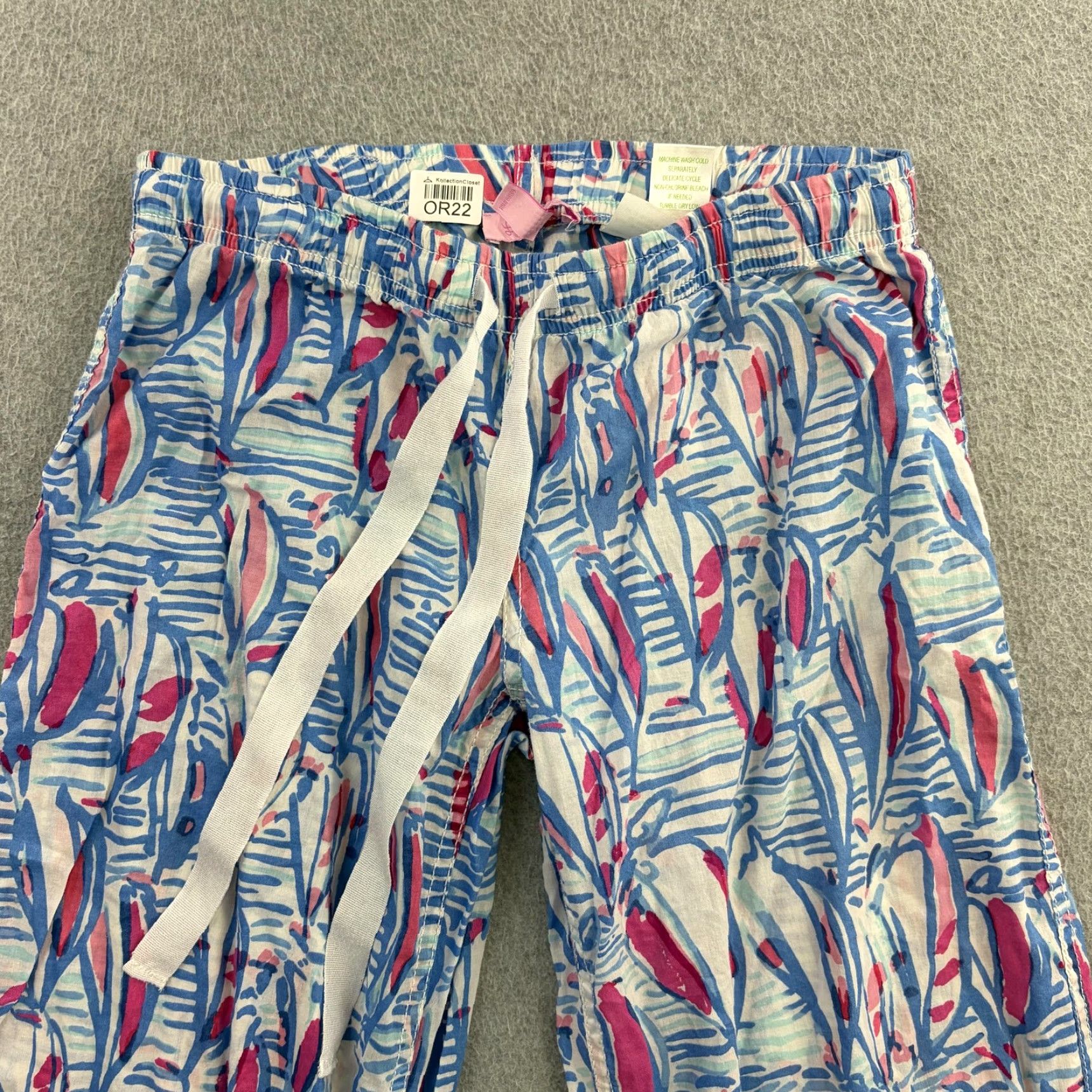 Lilly Pulitzer Lilly Pulitzer Pants Womens XS Blue Tropical Print Lounge Pajama Drawstring Size 26" / US 2 / IT 38 - 3 Thumbnail