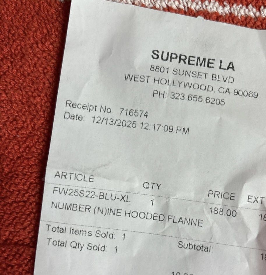 Supreme Supreme (N)umbernine flannel hoodie Size US XL / EU 56 / 4 - 5 Thumbnail