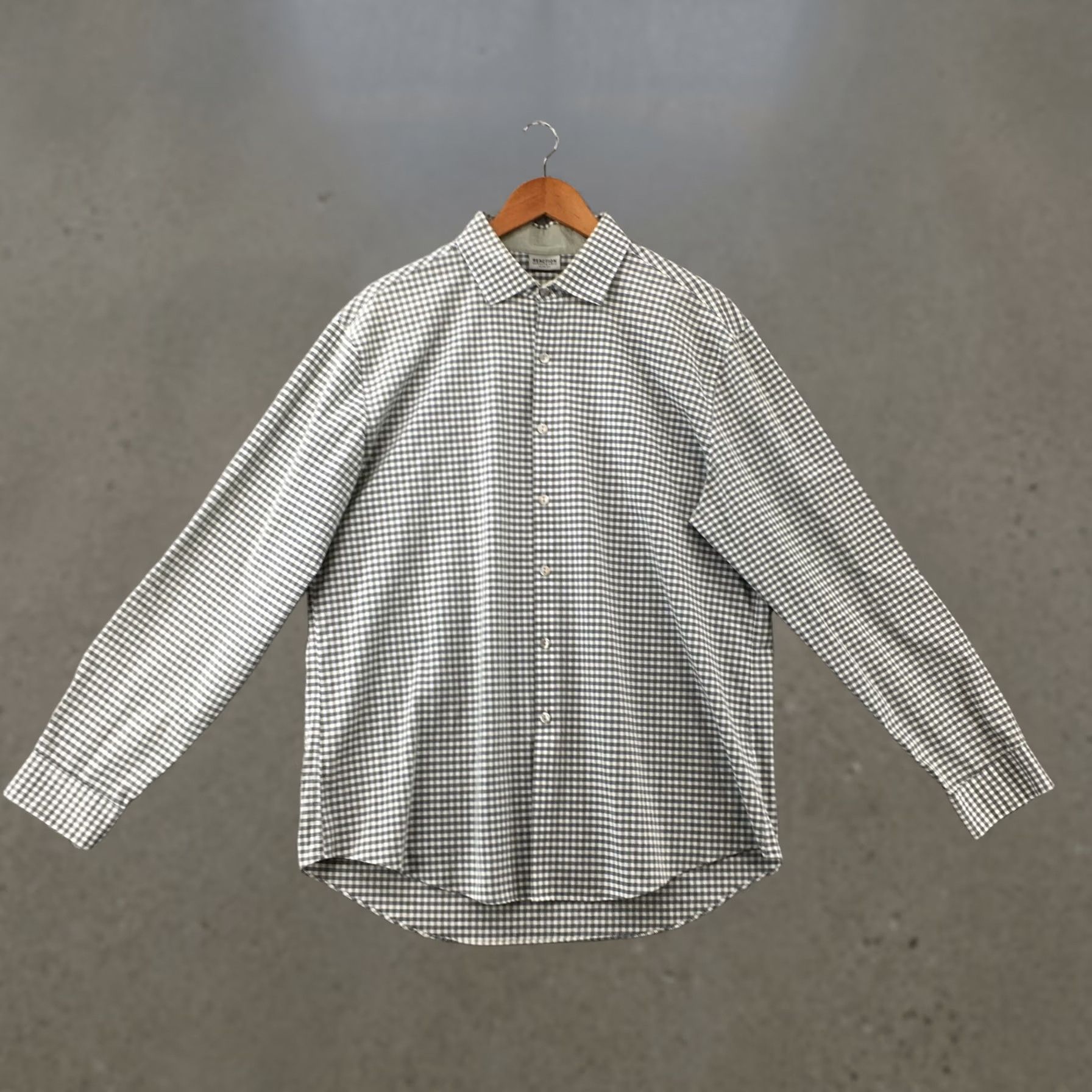 Kenneth Cole Kenneth Cole Button Up Long Sleeve Shirt Mens 17 Slim Fit Green Gingham Shirt Size US XL / EU 56 / 4 - 1 Thumbnail