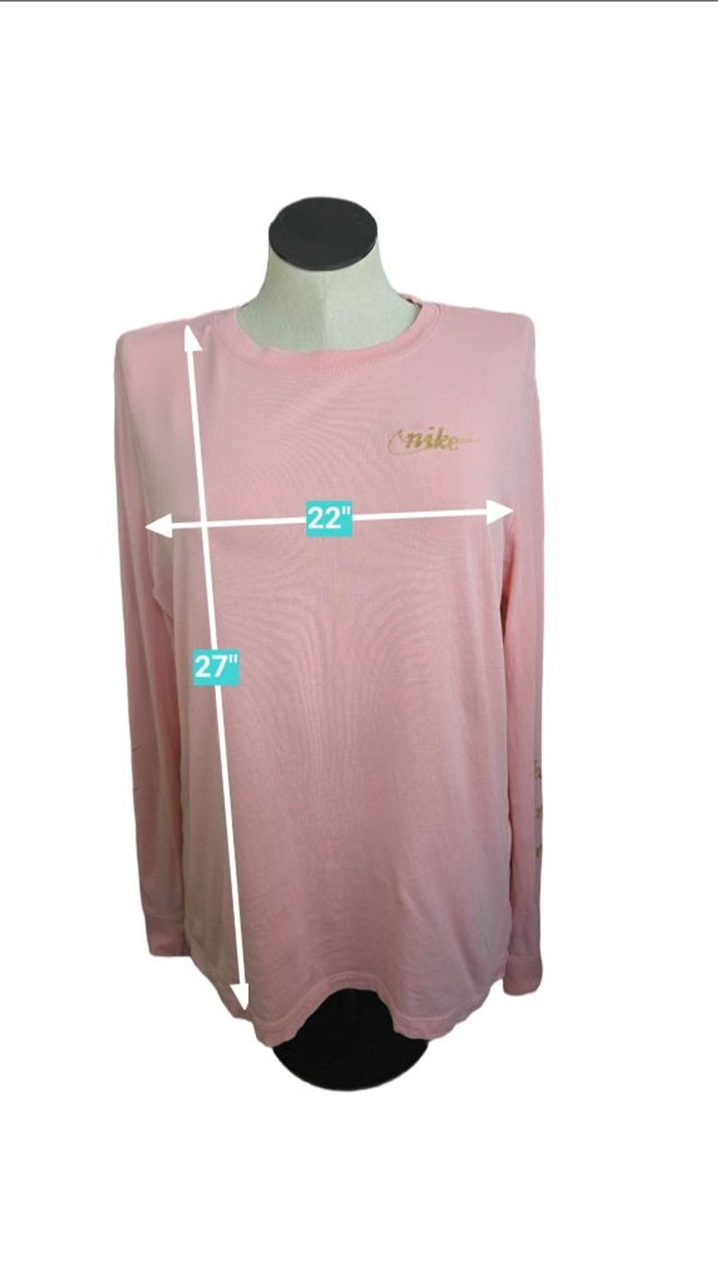 Nike Women's Nike Pink Long Sleeve Tee with Gold Logo - Size L Size L / US 10 / IT 46 - 4 Thumbnail