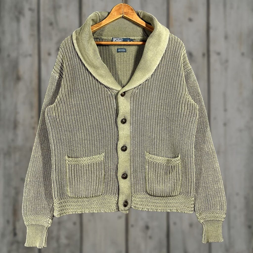 Polo Ralph Lauren Polo Ralph Lauren Sweater Cardigan Cotton Chunky Knit Green Mens Size M Casual Size US M / EU 48-50 / 2 - 1 Thumbnail