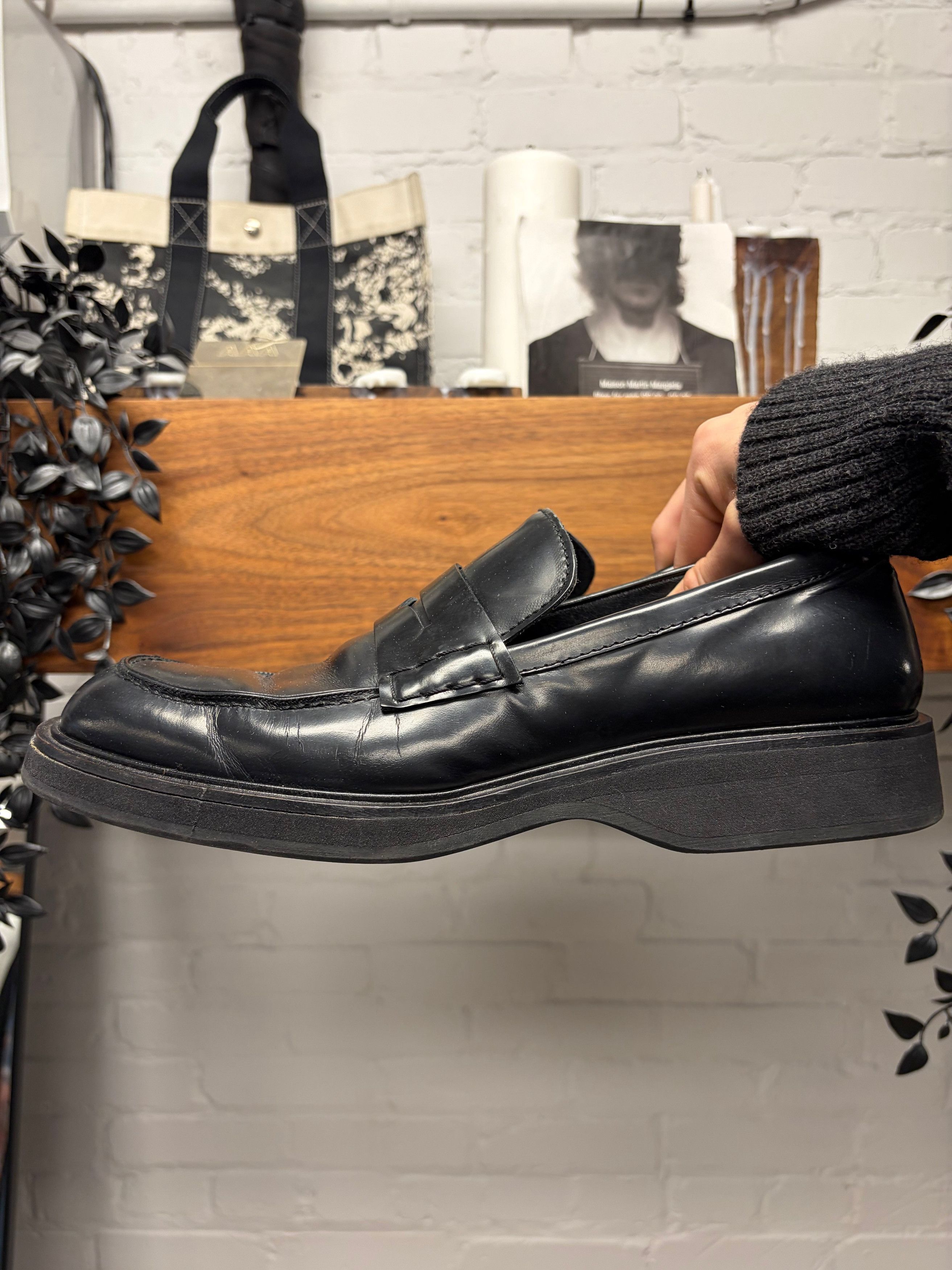Gucci Gucci Black ‘Block Platform’ Patent Leather Penny Loafers Size US 11 / EU 44 - 3 Thumbnail