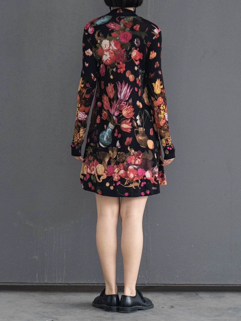 Kenzo KENZO Floral, floral, fruit elastic knit dress vintage Size L / US 10 / IT 46 - 3 Thumbnail