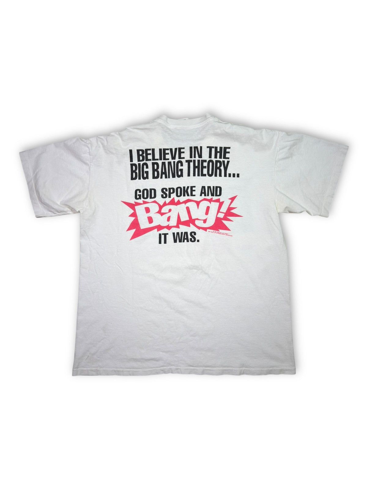 Vintage *RARE* 1991 BIG BANG THEORY EVOLUTION SCIENCE SAINT GOD TEE Size US XL / EU 56 / 4 - 2 Thumbnail