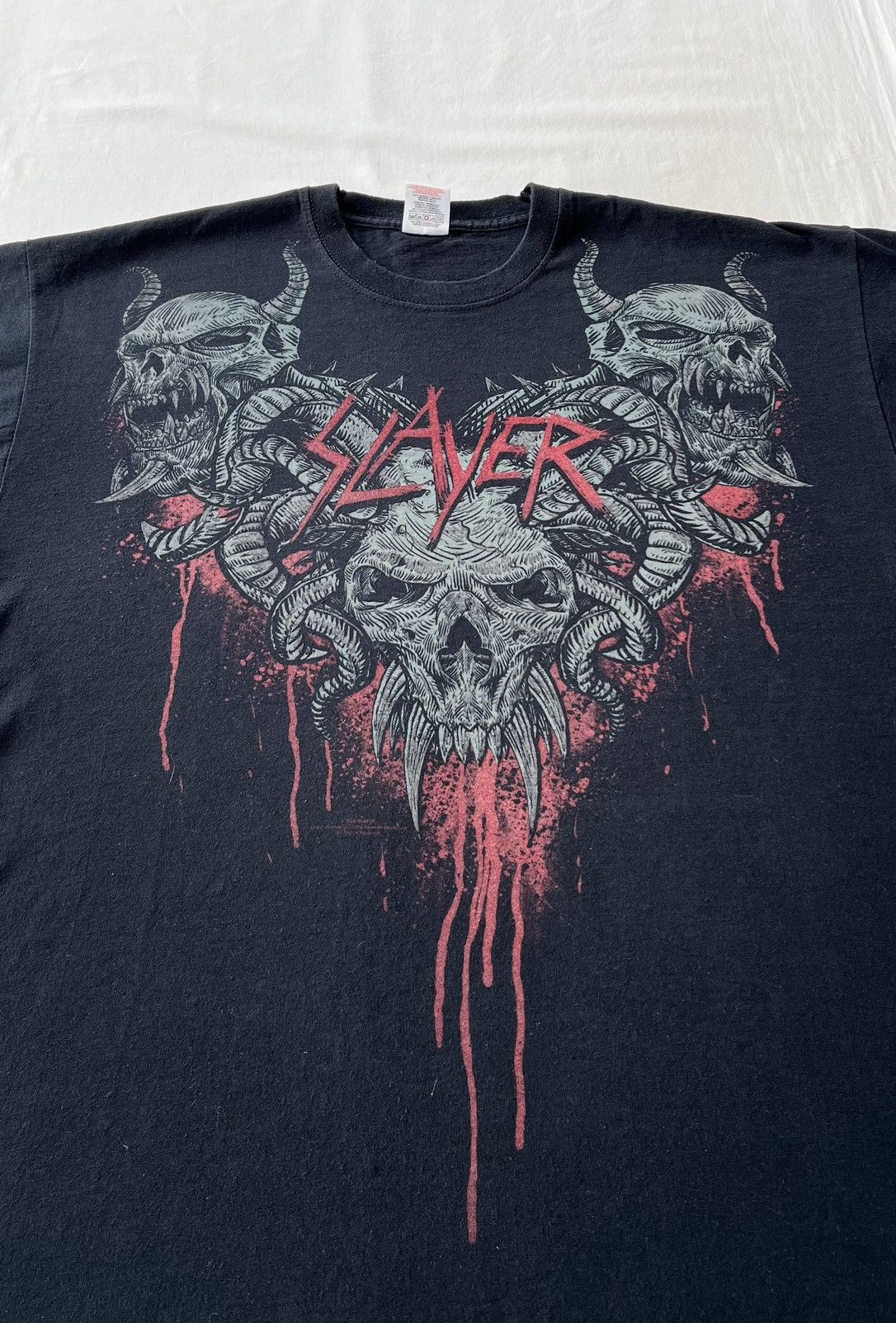 Band Tees Vintage 2009 Slayer Skull Metal Band Y2k Black T-shirt Size US L / EU 52-54 / 3 - 4 Thumbnail