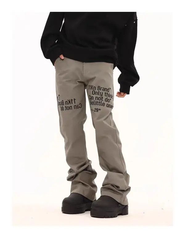 Japanese Brand Vintage street slogan embroidered micro flare casual pants Size US 32 / EU 48 - 5 Thumbnail