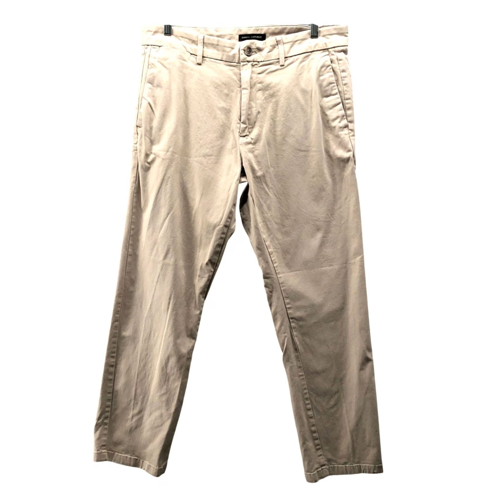 Banana Republic Banana Republic Straight Slim Chino Pants Mens 34 Beige Stretch Cotton Blend Slim Pocket Trousers Casual Workwear 34x29-30 Beige Mens Size US 34 / EU 50 - 2 Thumbnail