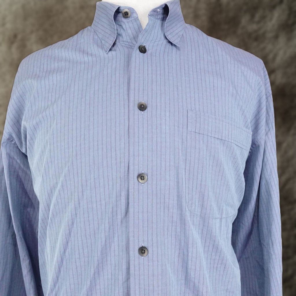 Nordstrom John W. Nordstrom Shirt Mens XL Blue Pinstripe Button-Down Long Sleeve Pocket Size US XL / EU 56 / 4 - 1 Thumbnail