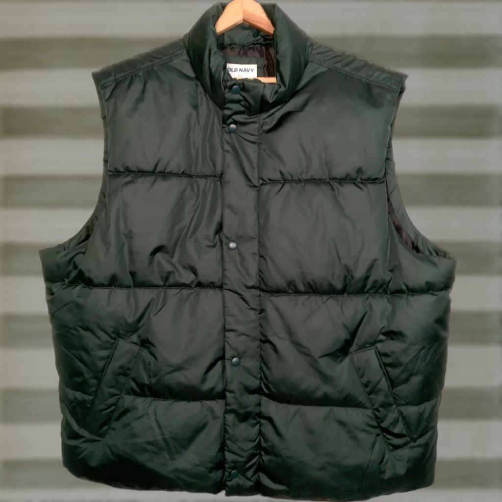 Old Navy VINTAGE Old Navy Puffer Vest Men XXL Forest Green Jacket Snap Zip Up Recycled Size US XXL / EU 58 / 5 - 1 Thumbnail