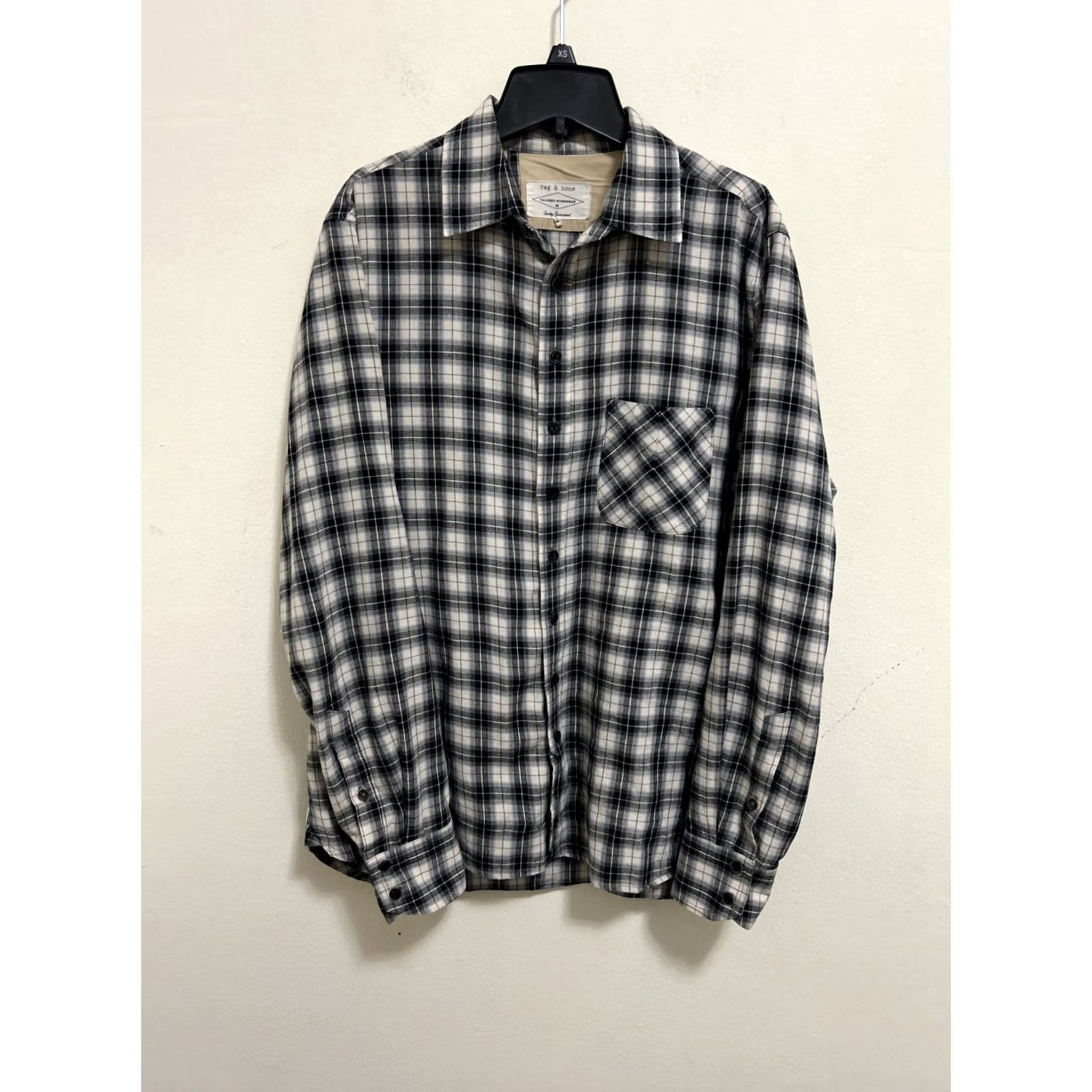 Rag & Bone Rag & Bone Shirt Mens M White Black Tailored Workwear Plaid Flannel Button Up Size US M / EU 48-50 / 2 - 2 Thumbnail