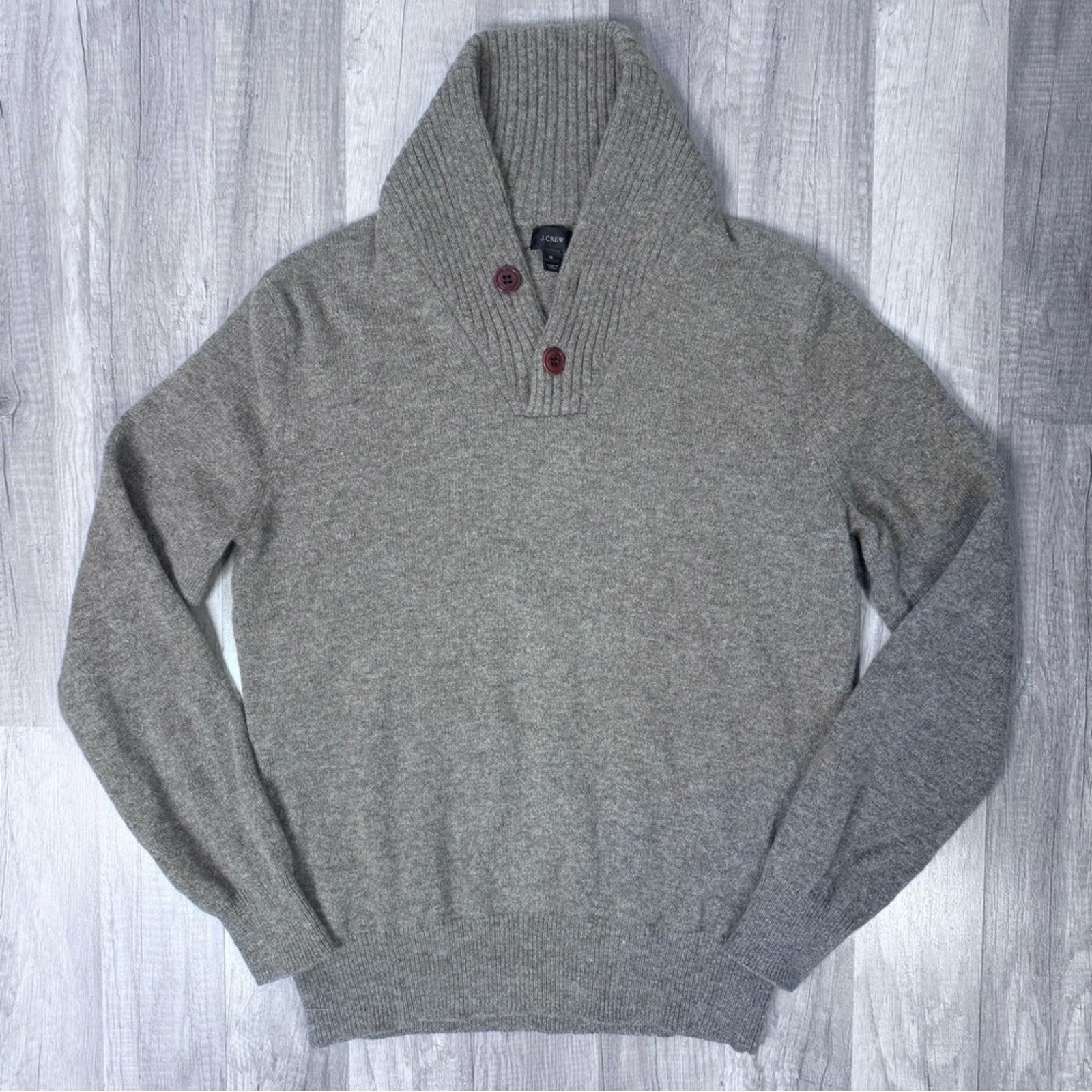 J.Crew J.Crew Men’s Lambs Wool Gray Shawl Collar Pullover Sweater Size US M / EU 48-50 / 2 - 2 Thumbnail