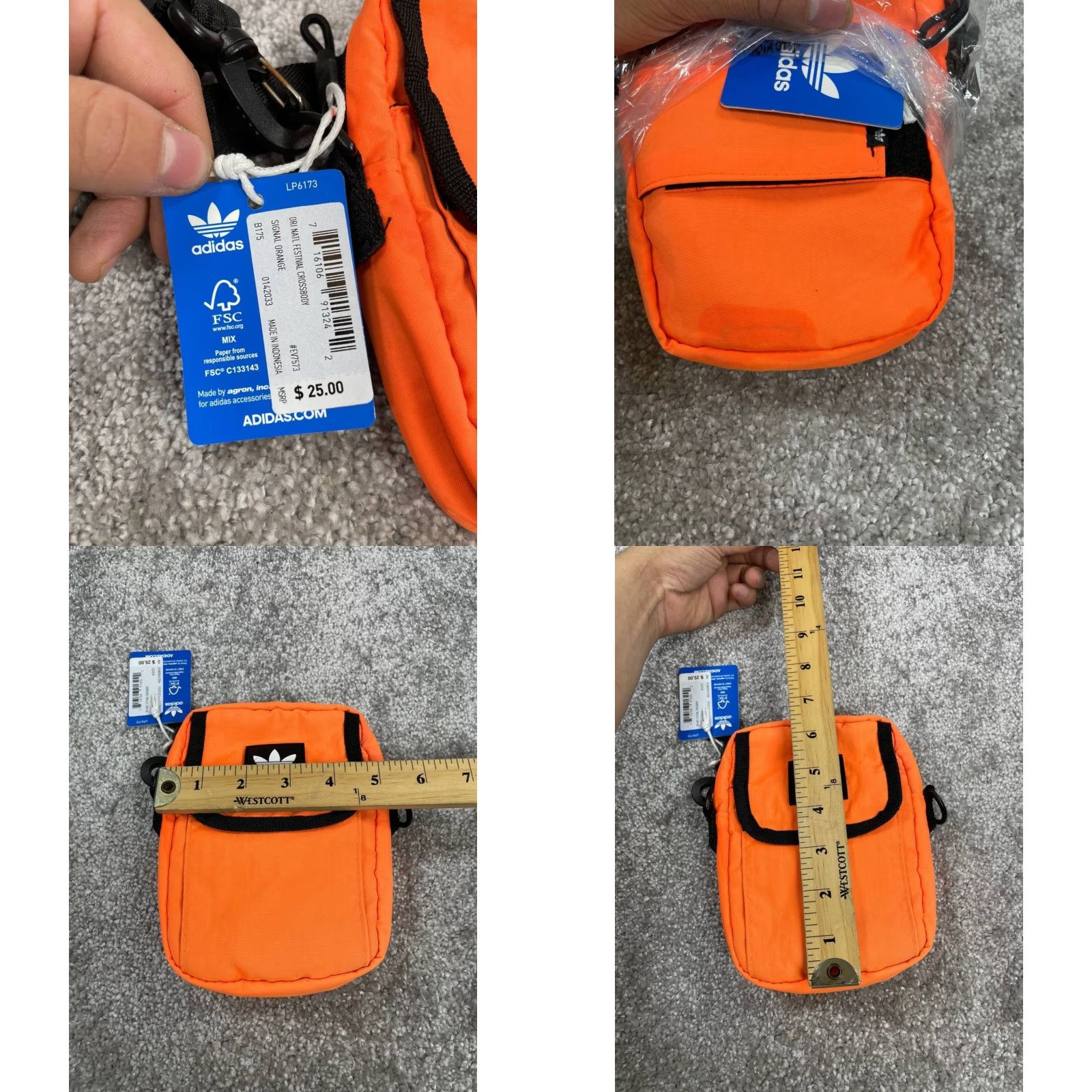 Adidas Adidas National Festival Crossbody Bag Womens Orange Zip Detachable Adjustable Polyester Lite 5x6.5in Black Strap Womens Fashion Festival Bag Size ONE SIZE - 9 Thumbnail