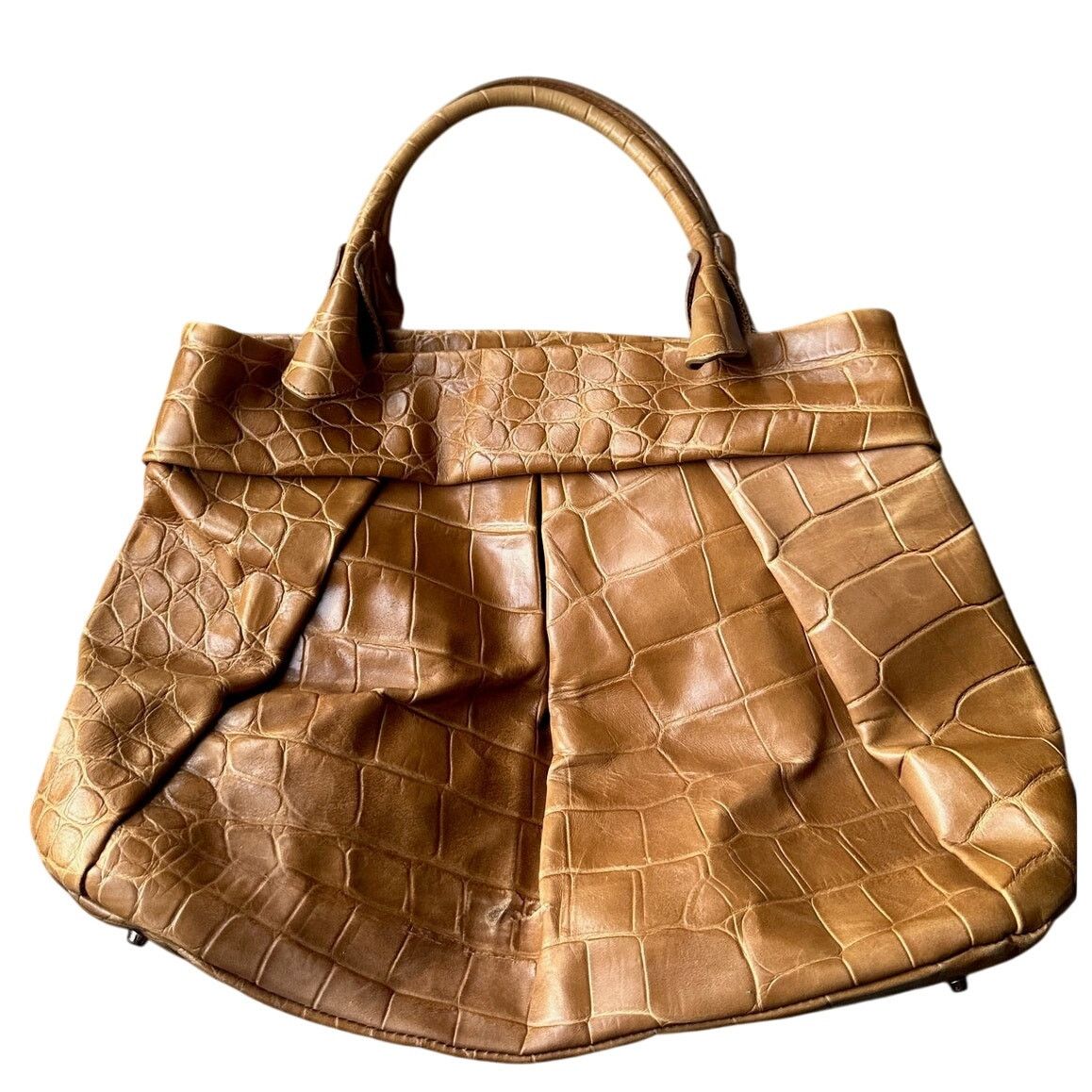Furla FURLA Croc Embossed Camel Colored Leather Bag Size ONE SIZE - 10 Thumbnail