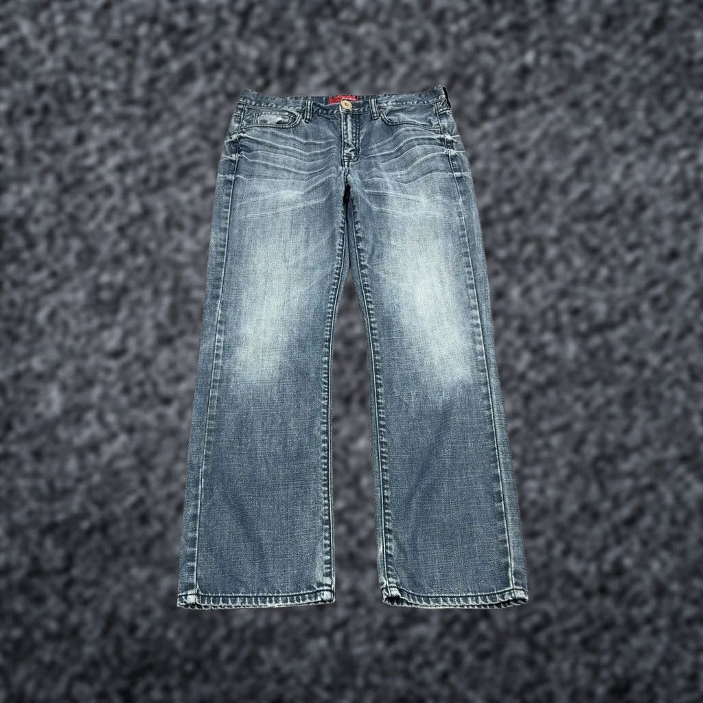 Guess GUESS Jeans Mens 31 Blue Cotton Blend Regular Straight Crescent Fit Jeans Casual Denim Straight 29in Inseam Mens Size US 31 - 1 Thumbnail