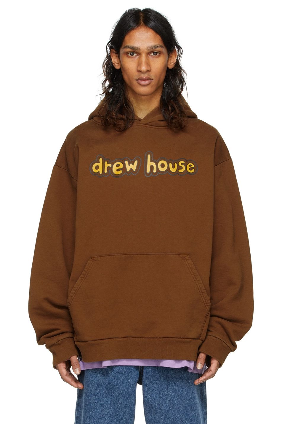Drew House Drew House Cartoon Font Brown Hoodie Sweatshirt M Like New Grailed