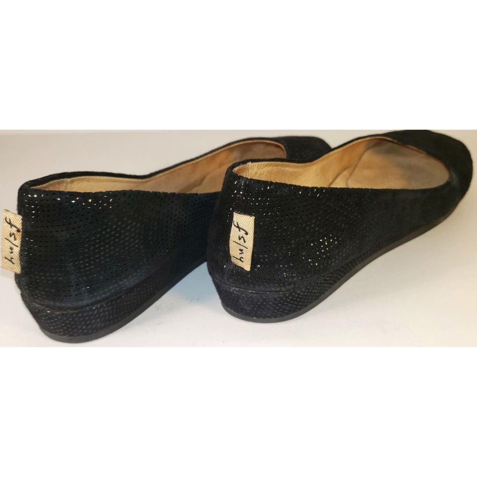 Vintage FS/NY Women's Flats Black Pebbled Leather Lining Insole Low Wedge 5.5M Ballet Flat Womens Shoes Size US 6 / IT 36 - 6 Thumbnail