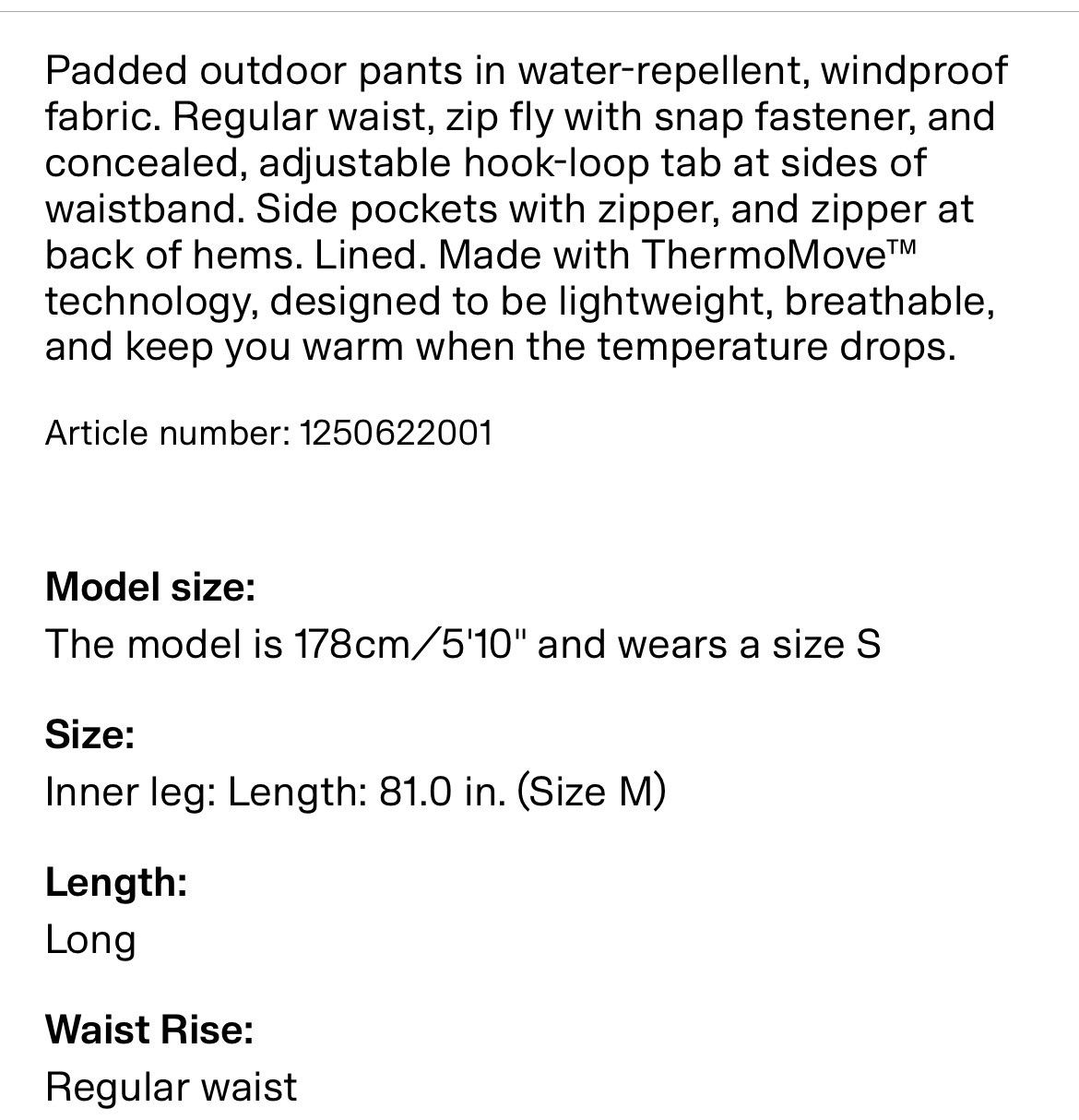H&M H&M outdoor shell pants with Thermomove size small Size US 28 / EU 44 - 16 Thumbnail