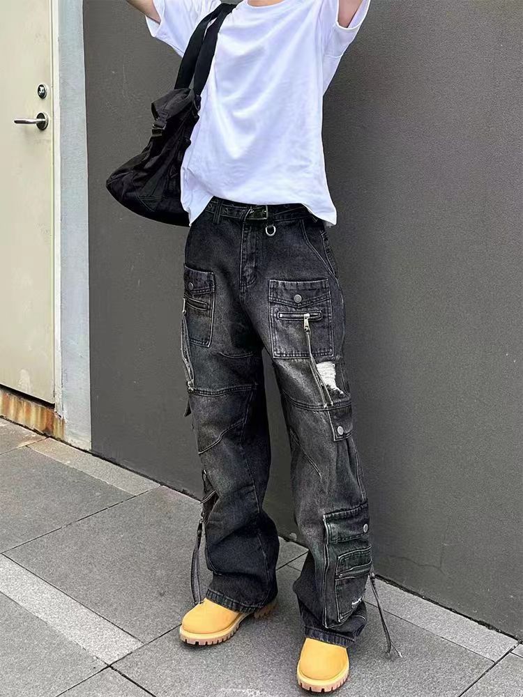 Japanese Brand × Jean Vintage street hip-hop punk washed workwear ripped jeans Size US 28 / EU 44 - 3 Thumbnail
