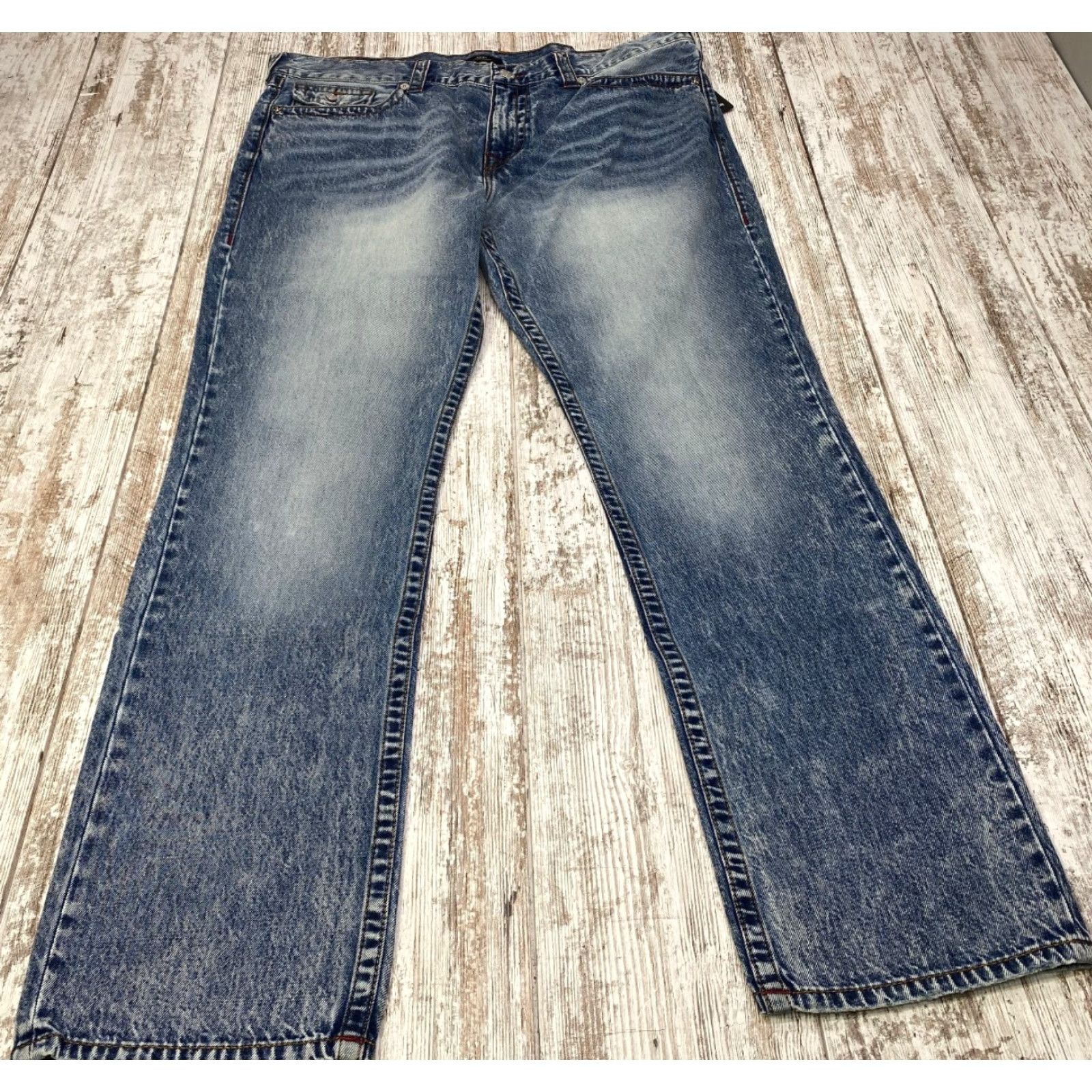 True Religion VINTAGE True Religion Jeans Mens 40x34 Blue Denim Ricky Relaxed Straight Flap Pockets Size US 40 / EU 56 - 3 Thumbnail