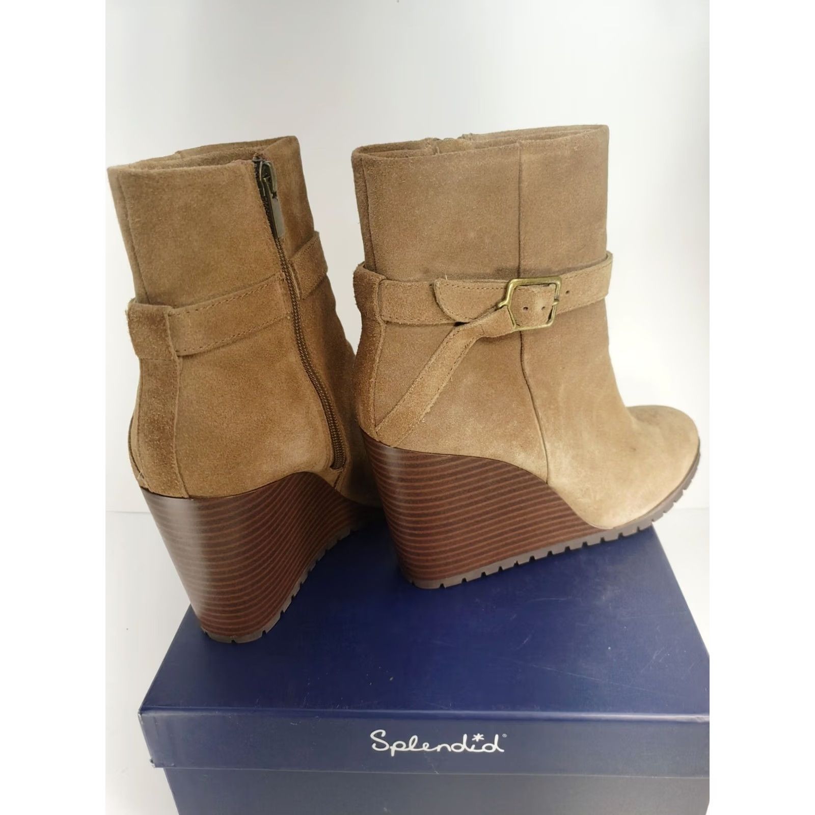 Splendid Splendid Women's Pascal Lt. Brown Side Zip Wedge Boots 9B New in Box! Size US 9 / IT 39 - 4 Thumbnail