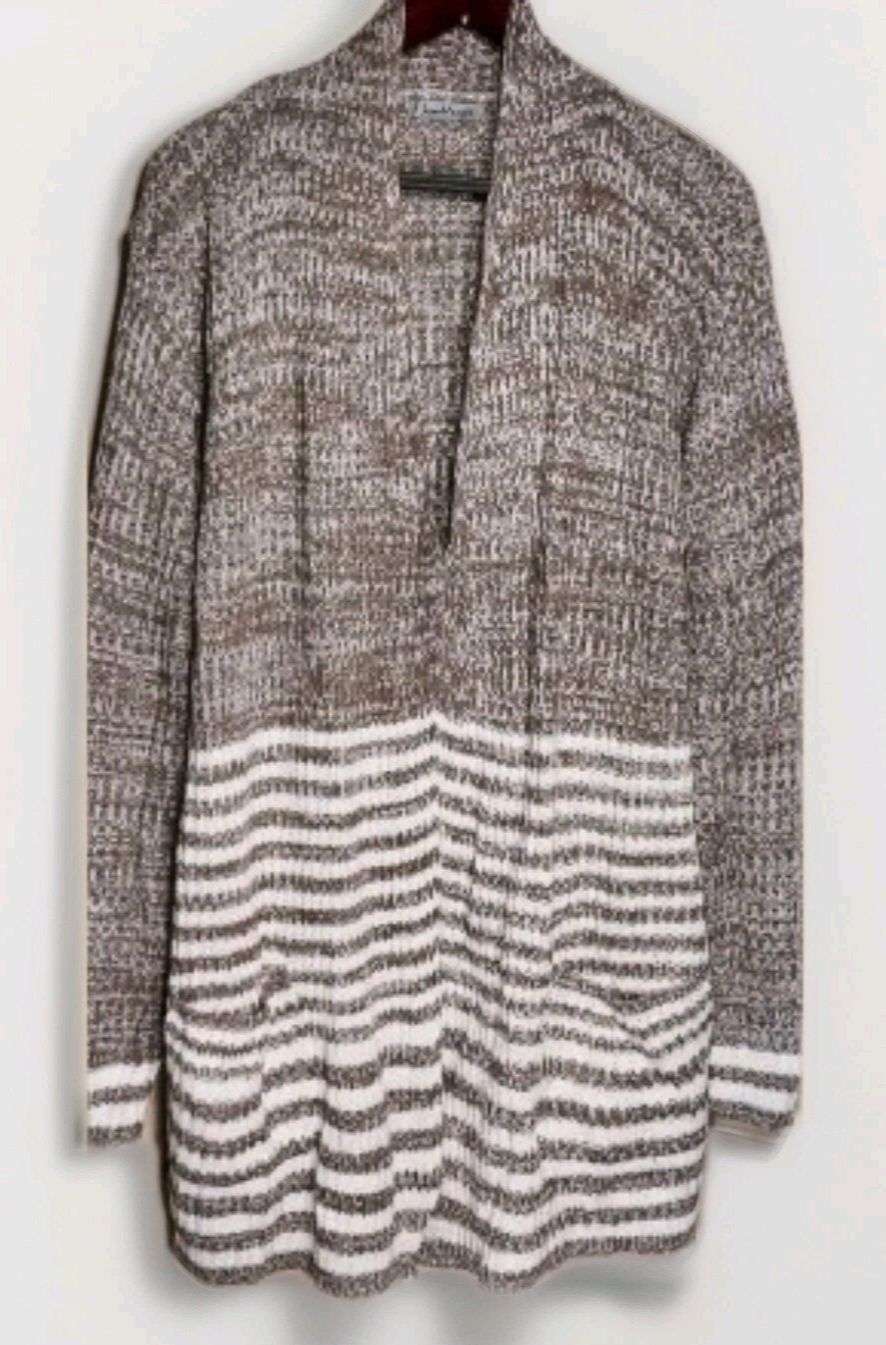 Other Jason Maxwell Womens 2X Plus Open Front Cardigan Cream Brown Size XXL / US 16-18 / IT 52-54 - 3 Thumbnail