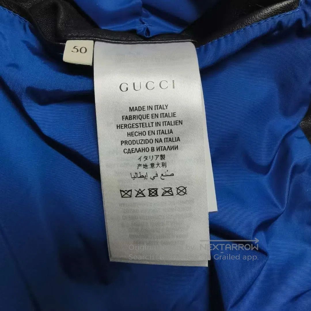 Gucci Guicci Black Letter Logo Patch Lambskin Leather Jacket| Size US M / EU 48-50 / 2 - 5 Thumbnail