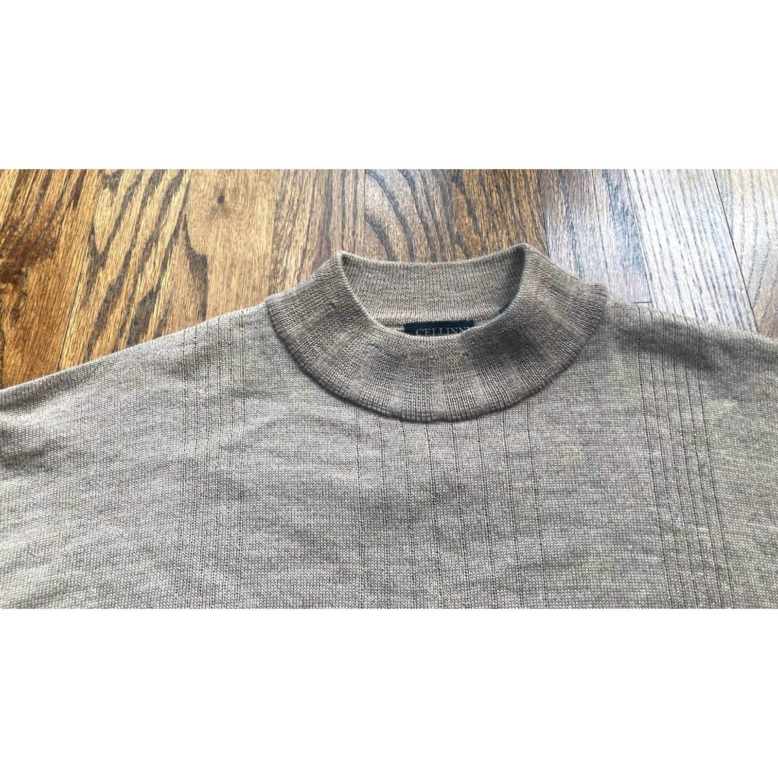 Vintage Cellini Sweater Mens Size L Beige 100% Wool Made In Italy Pullover EUC Size US L / EU 52-54 / 3 - 4 Thumbnail