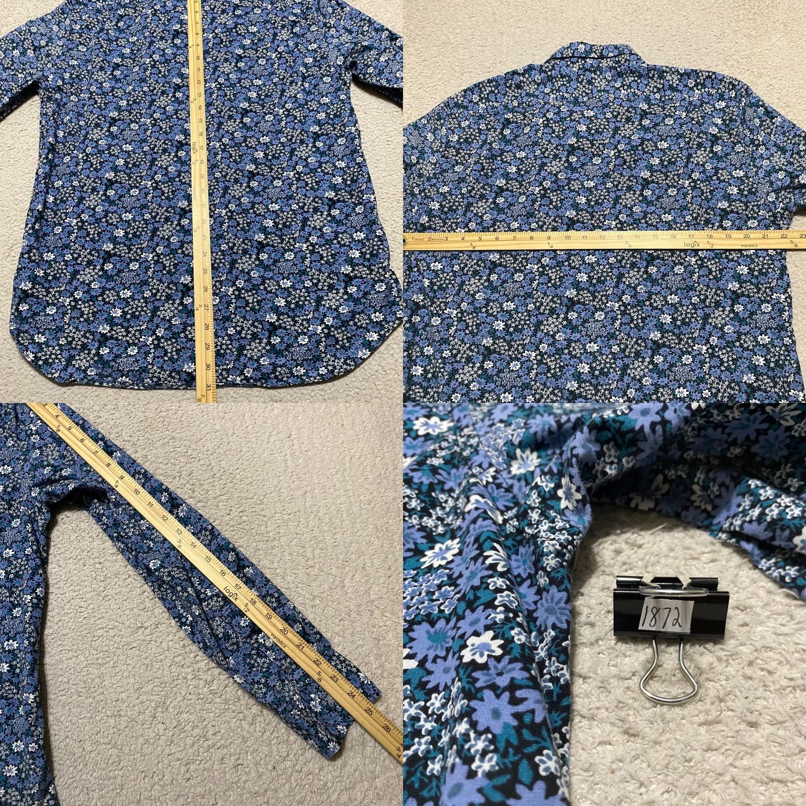J.Crew J. Crew Mens Large Blue Floral Long Sleeve Button Down Shirt Cotton Stretch Size US L / EU 52-54 / 3 - 8 Thumbnail