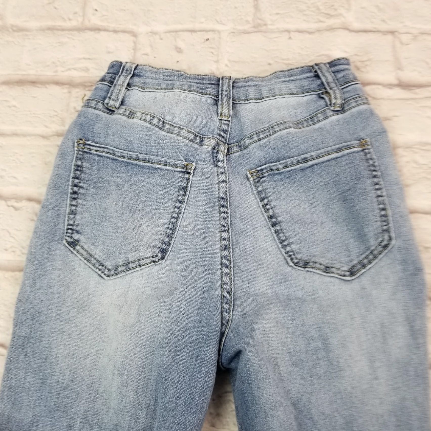 Denime YMI Dream Jeans Junior Size 3 High-Rise Denim Flare Button Fly 5-Pocket - Blue - Teens Mens Girls Womens Size 26" / US 2 / IT 38 - 5 Thumbnail