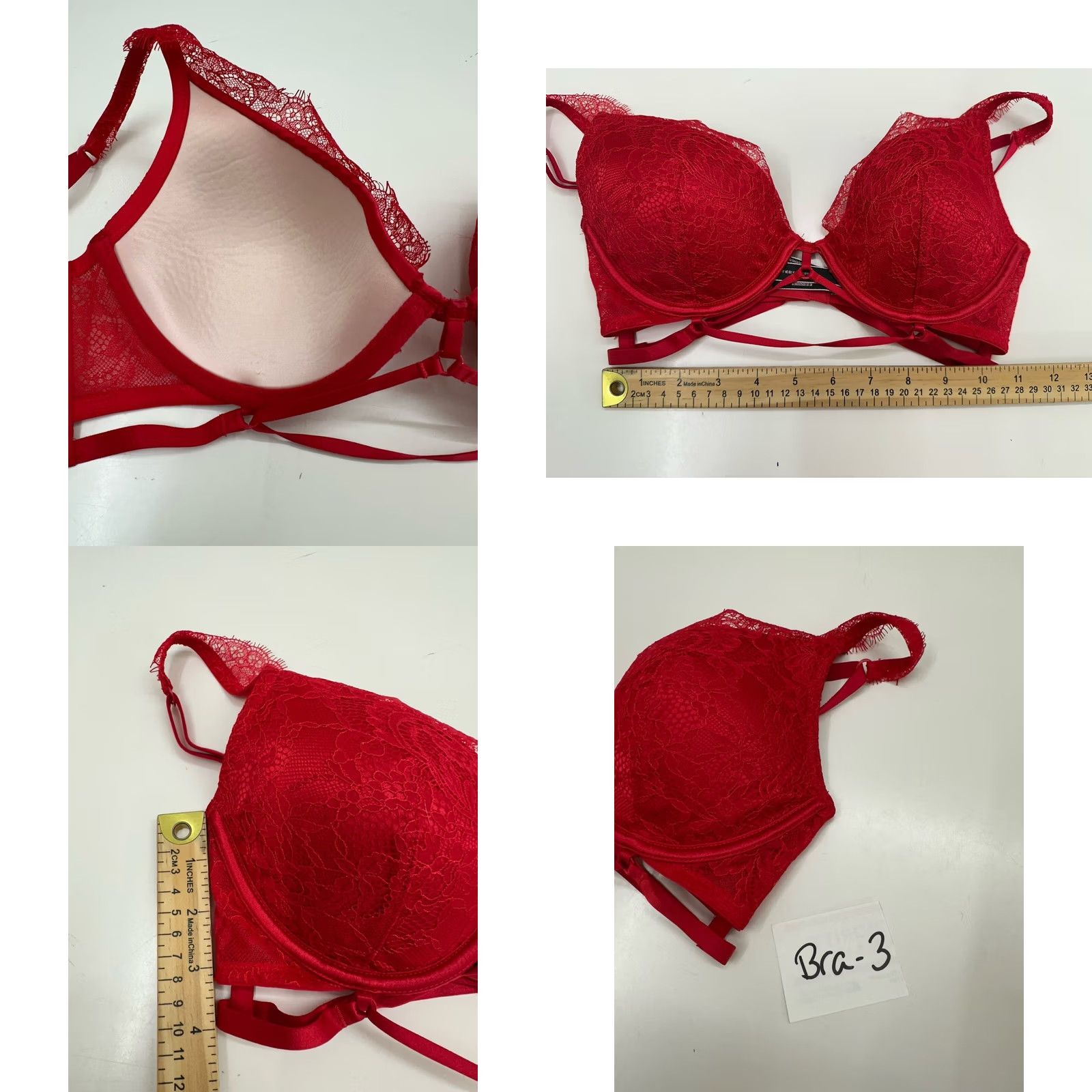 Victoria's Secret Victoria's Secret Bra 32D Very Sexy Lightly Lined Plunge Red Lacy Strappy Womens Cup D Push Up Size ONE SIZE - 9 Thumbnail