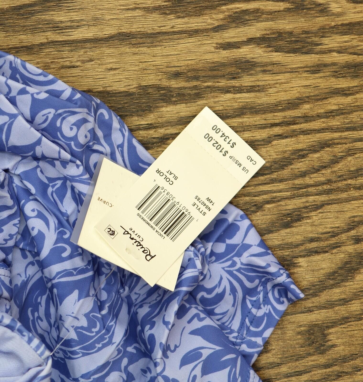 Other Nwt Raisins Plus Printed Swimdress One Piece Slate Blue 14w Size ONE SIZE - 4 Thumbnail