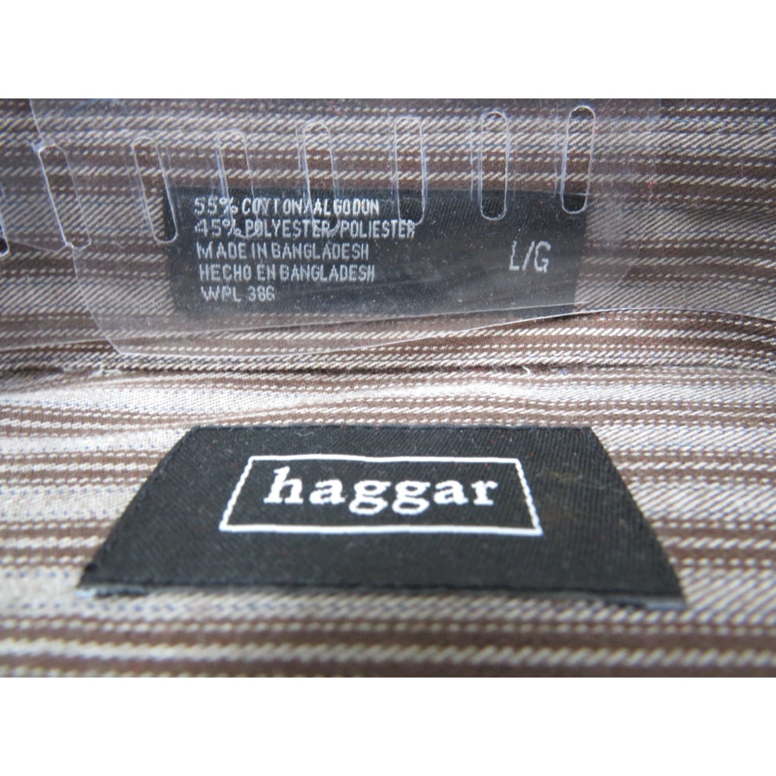 Haggar NWT Haggar Button-Up Dress Shirt Striped Long Sleeve Brown L Large Button-Down Collared Casual Business Men Size US M / EU 48-50 / 2 - 5 Thumbnail