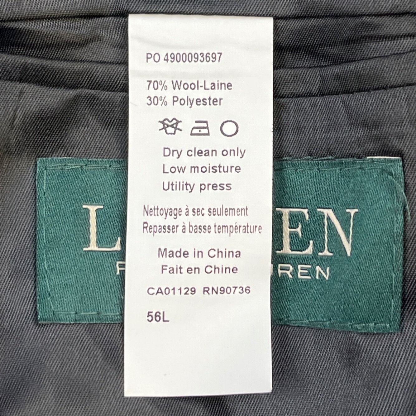 Lauren Ralph Lauren Lauren Ralph Lauren Men's Black 100% Wool Sports Coat/Blazer Size 54R - 7 Thumbnail