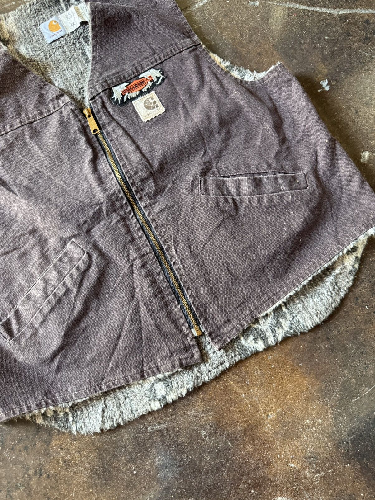 Vintage vintage 90s rare sherpa carhartt harley patchwork vest Size US XL / EU 56 / 4 - 2 Thumbnail