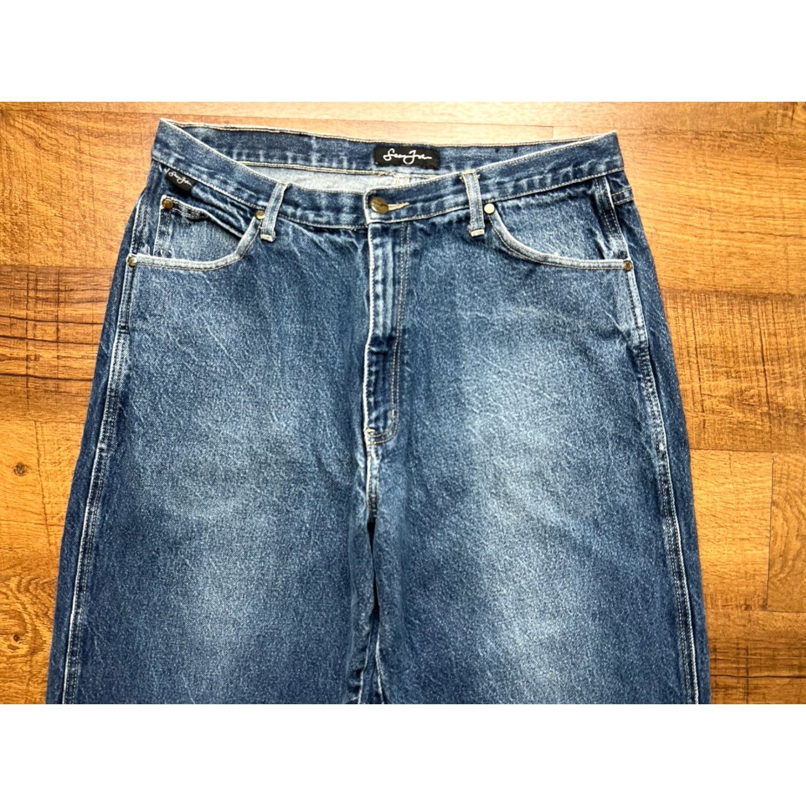 Sean John VINTAGE Sean John Jeans Baggy Wide-Leg 90s Hip Hop Grunge Men 34x31 Blue Cotton Logo Embroidered 5-Pocket United States Mens Size US 34 / EU 50 - 3 Thumbnail