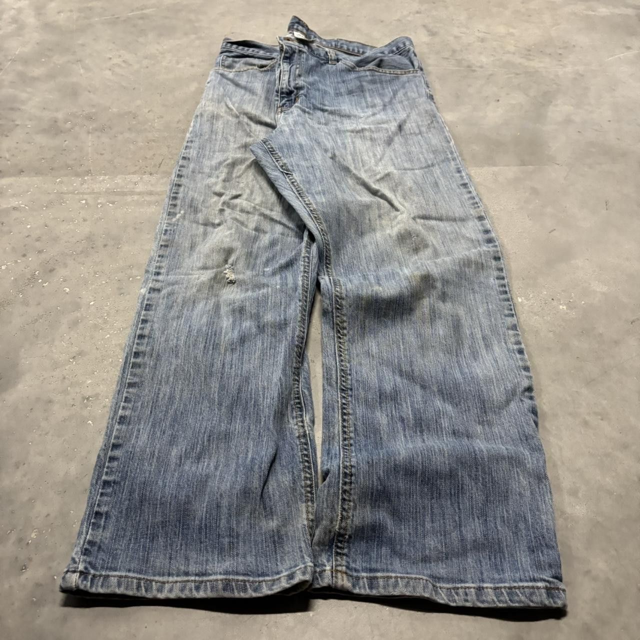 Japanese Brand × Vintage Crazy Vintage Y2K/2000s Grunge Faded Light Wash Denim Jeans! Size US 36 / EU 52 - 3 Thumbnail