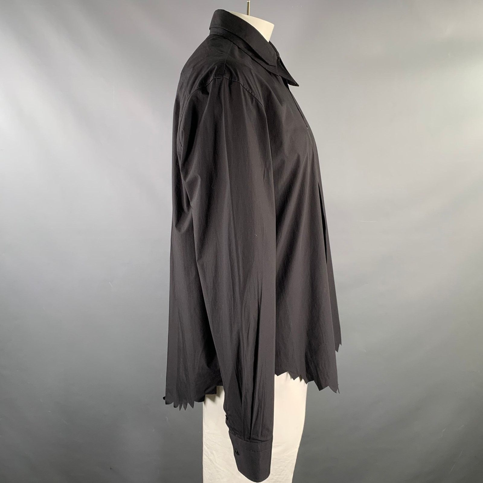 LOUIS VUITTON Size XL Black Cotton Layered Long Sleeve Shirt