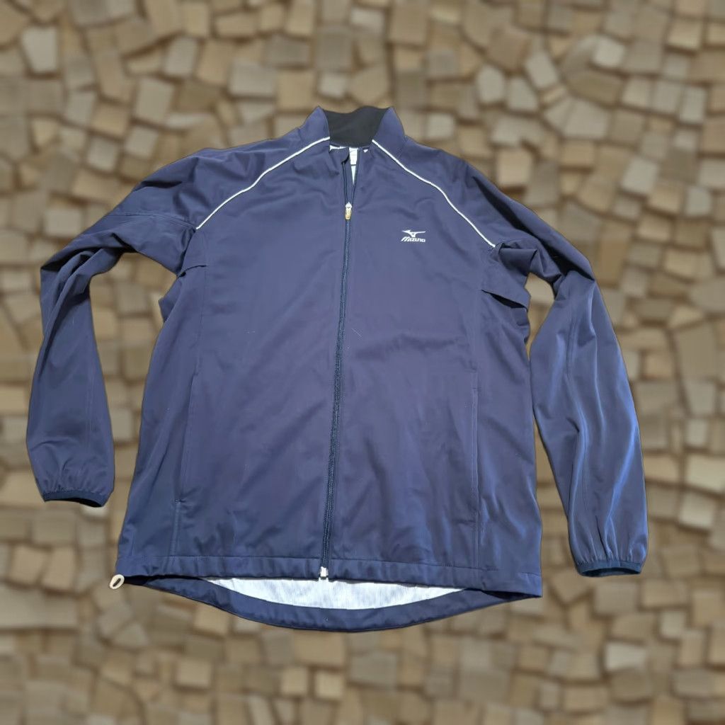 Mizuno Mizuno Jacket Mens Size Medium Blue Athletic Full Zip Long Sleeve Outdoor Windbreaker, Regular Fit, Solid, Polyester, Full Zip, Outdoor Activewear Size US M / EU 48-50 / 2 - 1 Thumbnail