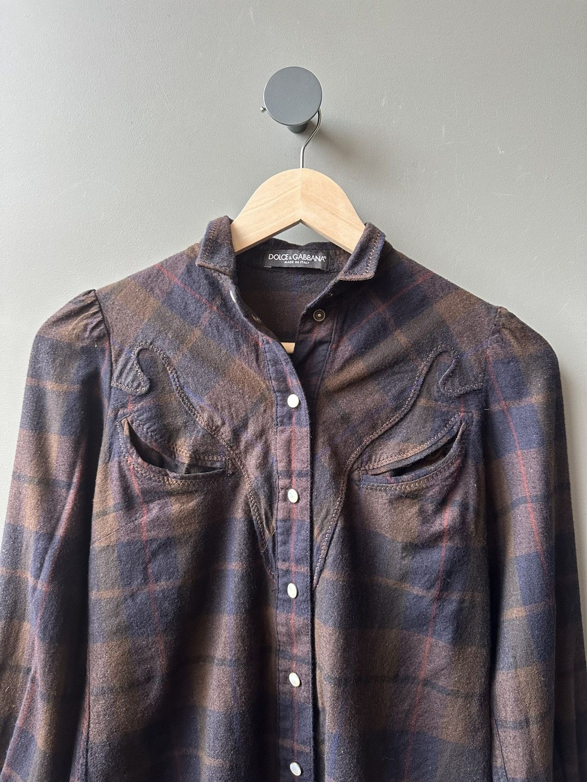 Dolce & Gabbana Dolce & Gabbana Western Wool Check Shirt Size 38 Size XS / US 0-2 / IT 36-38 - 2 Thumbnail