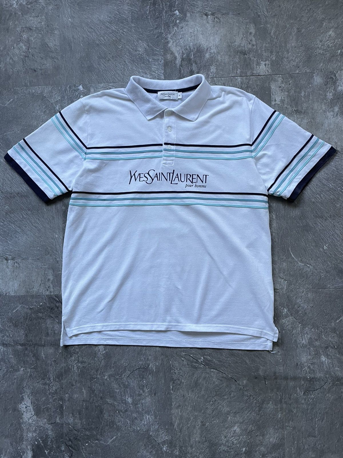 Other Vintage Yves Saint Laurent YSL Polo T Shirt Big Logo Y2K Size US XL / EU 56 / 4 - 1 Thumbnail