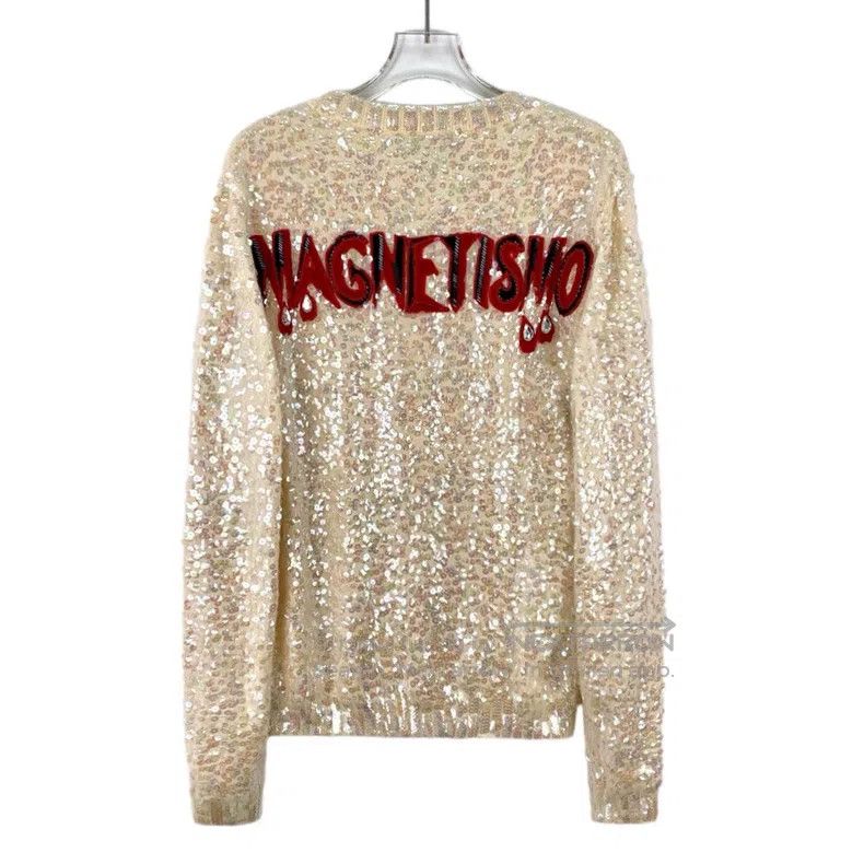 Gucci Gucci Beige Snow White sequin wool round-neck long-sleeved Size S / US 4 / IT 40 - 2 Thumbnail