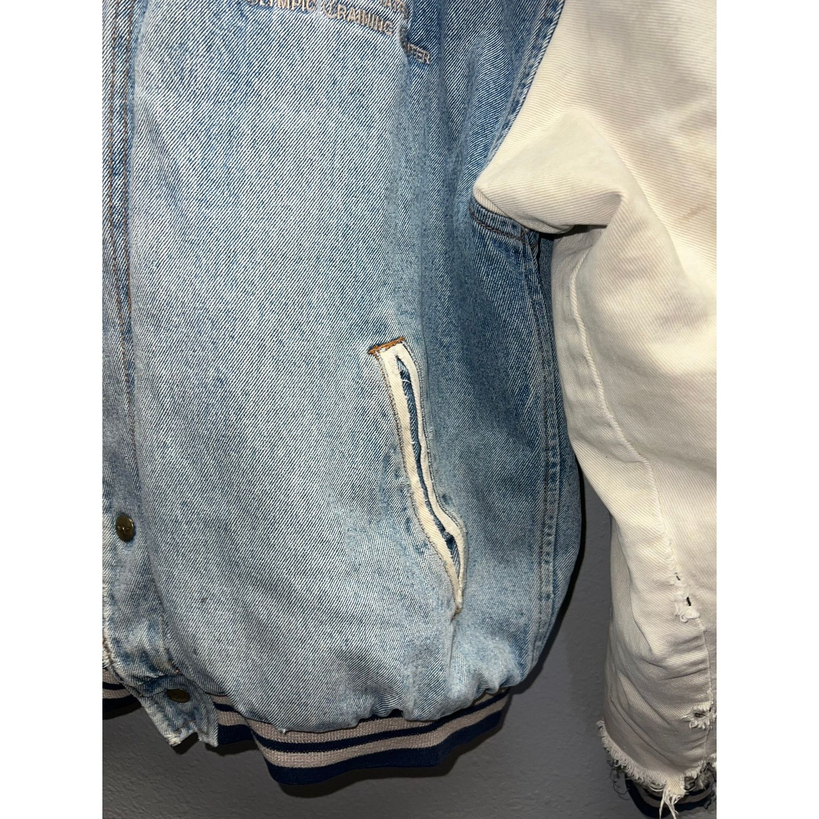 Vintage Vintage United States Olymic Denim Jacket Worn Distressed M Size US M / EU 48-50 / 2 - 4 Thumbnail