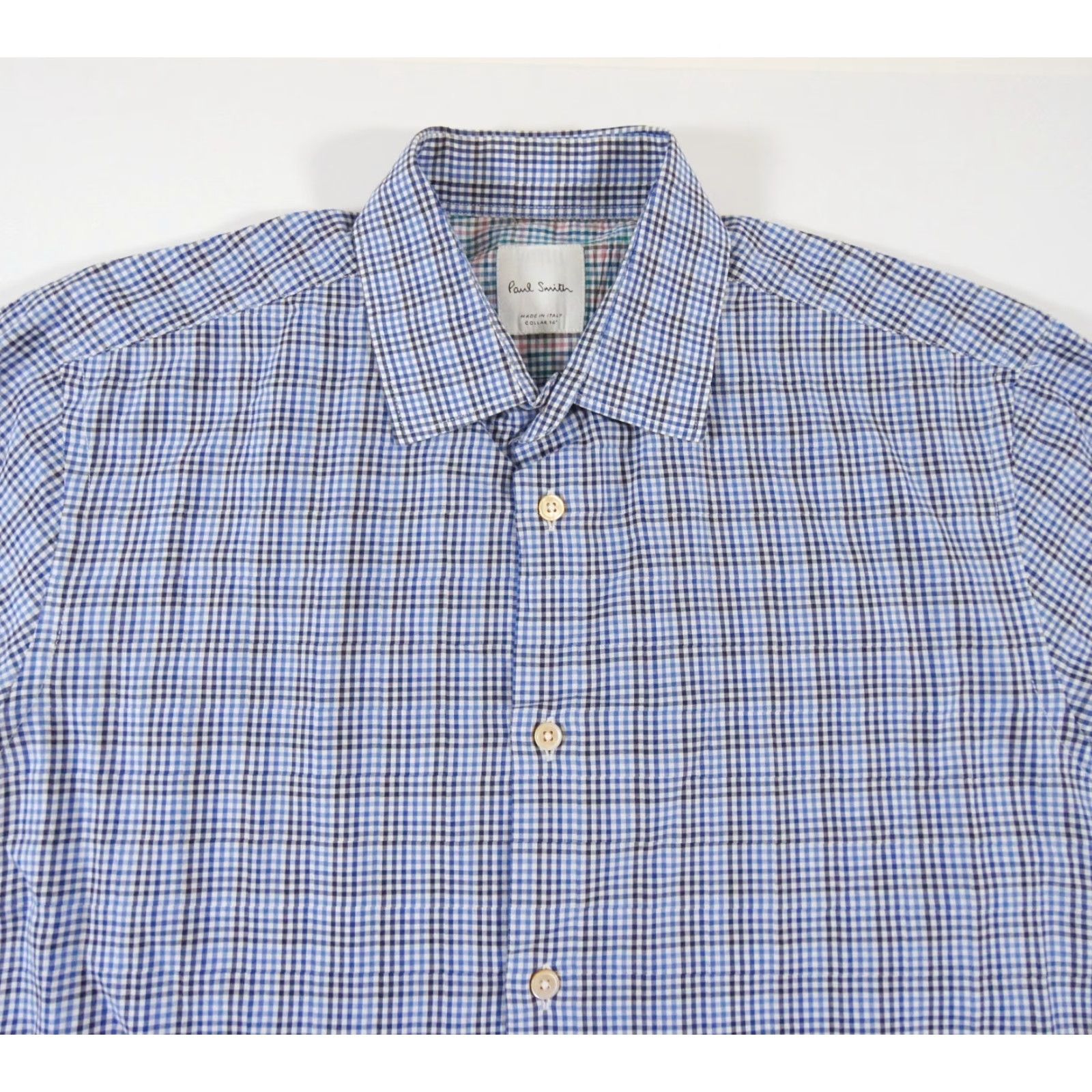 Paul Smith VINTAGE Paul Smith Men's Button Up Shirt Long Sleeve Check Cotton Blue 16" Collared Size US L / EU 52-54 / 3 - 2 Thumbnail